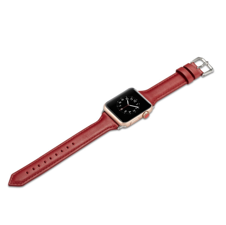 Frendorf | Für Apple Watch 5/4 40mm & 3/2/1 38mm Dünnes Lederuhrband (Rot)