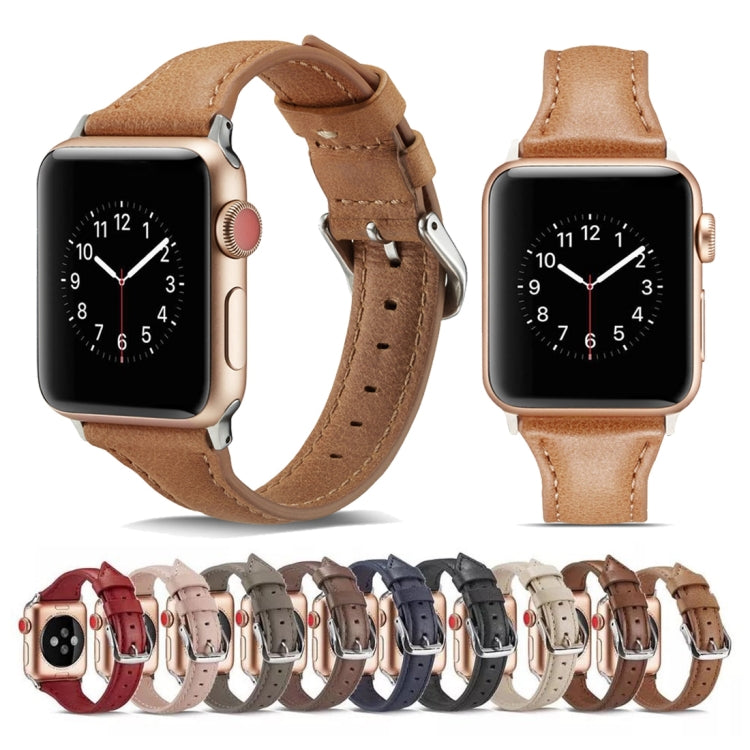 Frendorf | Für Apple Watch 5/4 40mm & 3/2/1 38mm Dünnes Lederuhrband (Rot)