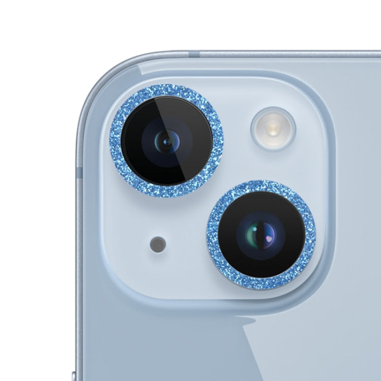 Frendorf | Für iPhone 14 Plus Glitter Ring Gehärtetes Glas Kameralinse Film (Blau)