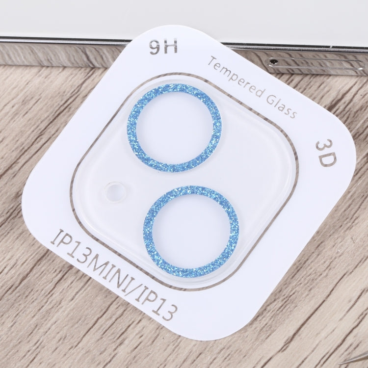 Frendorf | Für iPhone 14 Plus Glitter Ring Gehärtetes Glas Kameralinse Film (Blau)