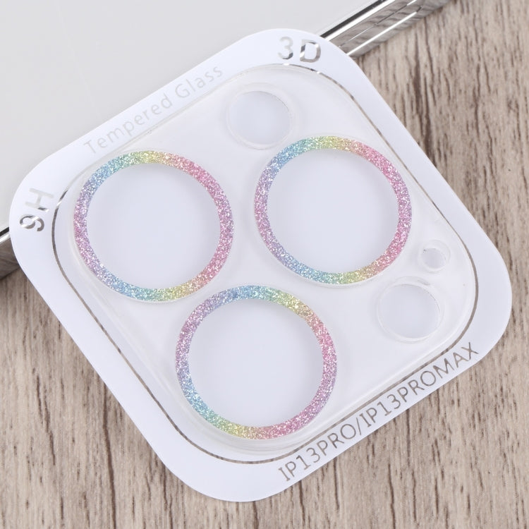 Frendorf | Für iPhone 14 Pro Glitzer Ring Gehärtetes Glas Kameraobjektivfolie (Bunt)