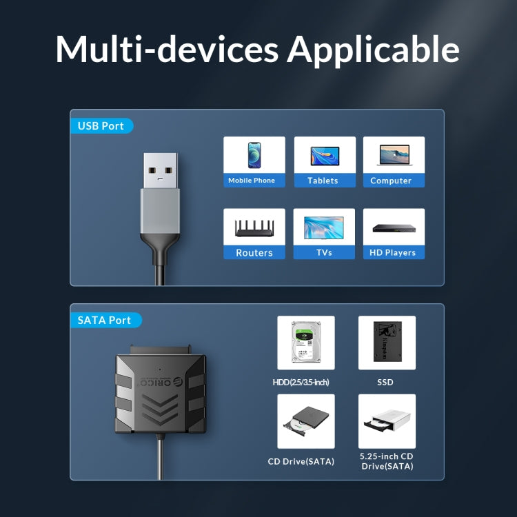 Frendorf | ORICO UTS1 USB 2.0 2.5-Zoll SATA HDD-Adapter mit Silikonhülle, Kabellänge: 0,3 m
