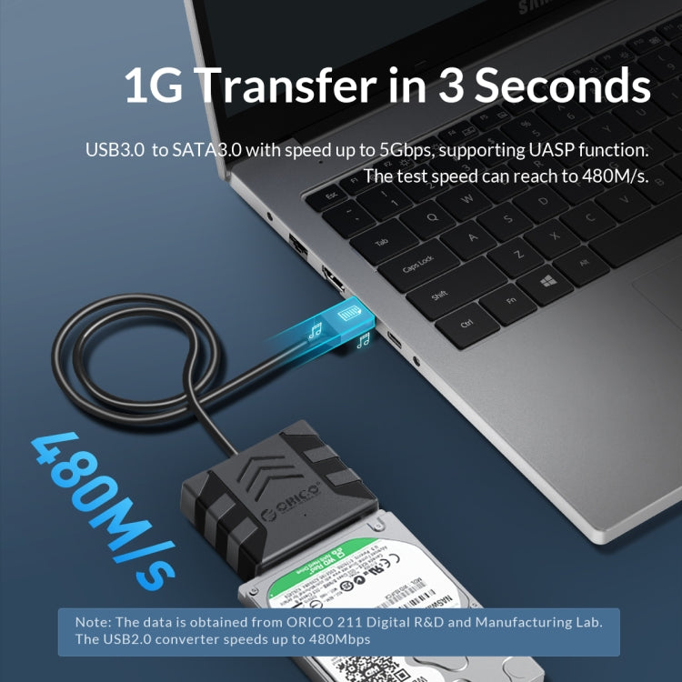Frendorf | ORICO UTS1 USB 2.0 2.5-Zoll SATA HDD-Adapter mit Silikonhülle, Kabellänge: 0,3 m