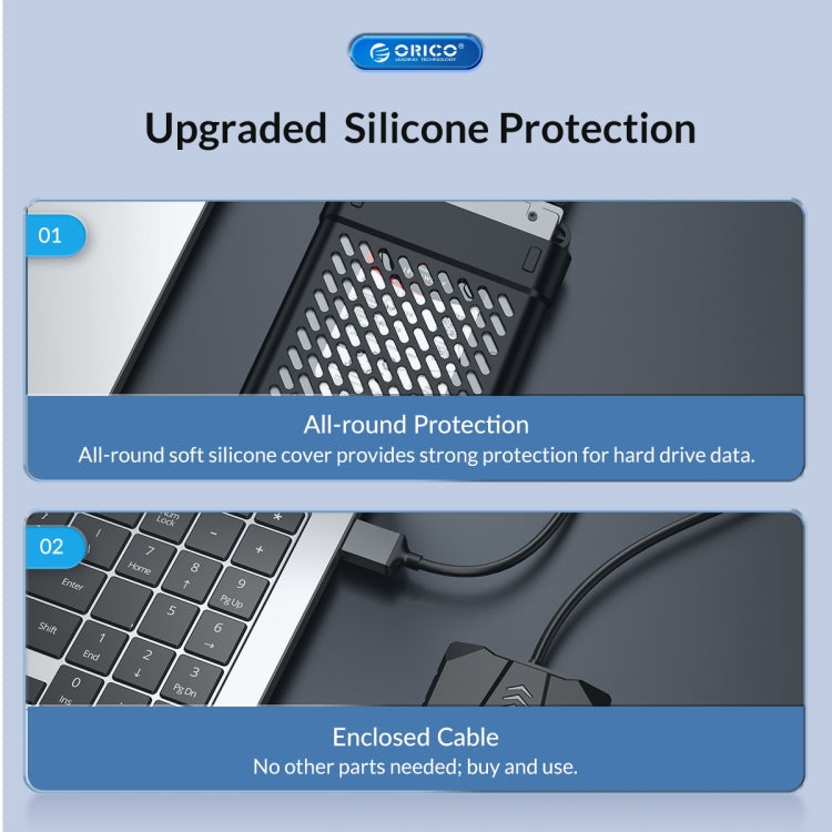 Frendorf | ORICO UTS2 USB 2.0 2.5-Zoll SATA HDD-Adapter mit Silikonhülle, Kabellänge: 1m
