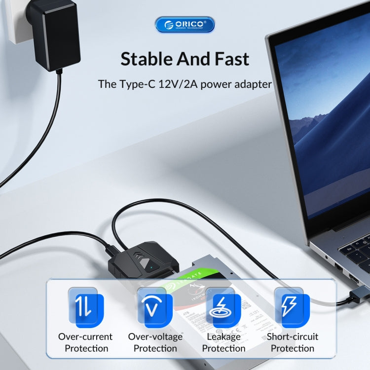 Frendorf | ORICO UTS2 USB 3.0 2.5-Zoll SATA HDD Adapter mit 12V 2A Netzteil, Kabellänge: 0,3m (AU-Stecker)