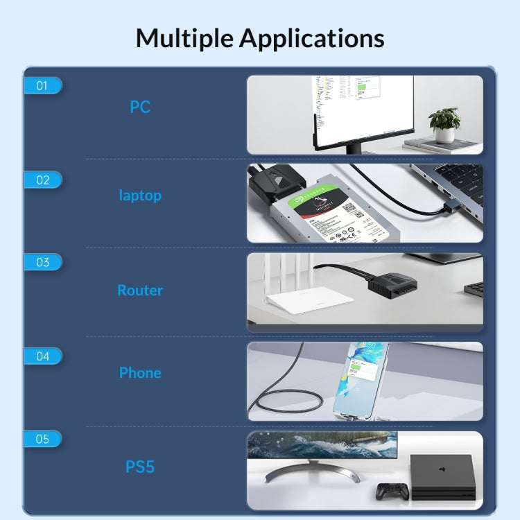 Frendorf | ORICO UTS2 USB 3.0 2,5-Zoll SATA HDD-Adapter mit 12V 2A-Netzteil, Kabellänge: 0,5m (US-Stecker)
