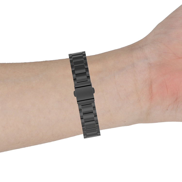 Frendorf | Für Huawei Band 4 Pro (TER-B29S) / Band 3 Pro (TER-B29) / Band 3 (TER-B09) Drei Perlen Stahl Handgelenkarmband Uhrband (Rosa Pink)