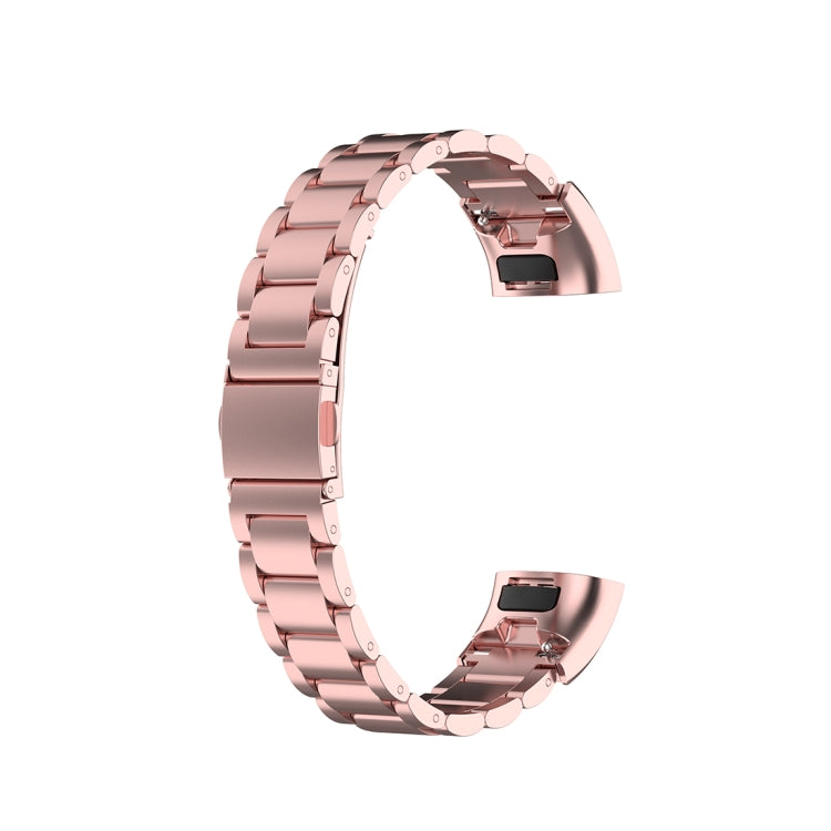 Frendorf | Für Huawei Band 4 Pro (TER-B29S) / Band 3 Pro (TER-B29) / Band 3 (TER-B09) Drei Perlen Stahl Handgelenkarmband Uhrband (Rosa Pink)