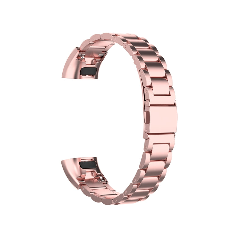Frendorf | Für Huawei Band 4 Pro (TER-B29S) / Band 3 Pro (TER-B29) / Band 3 (TER-B09) Drei Perlen Stahl Handgelenkarmband Uhrband (Rosa Pink)