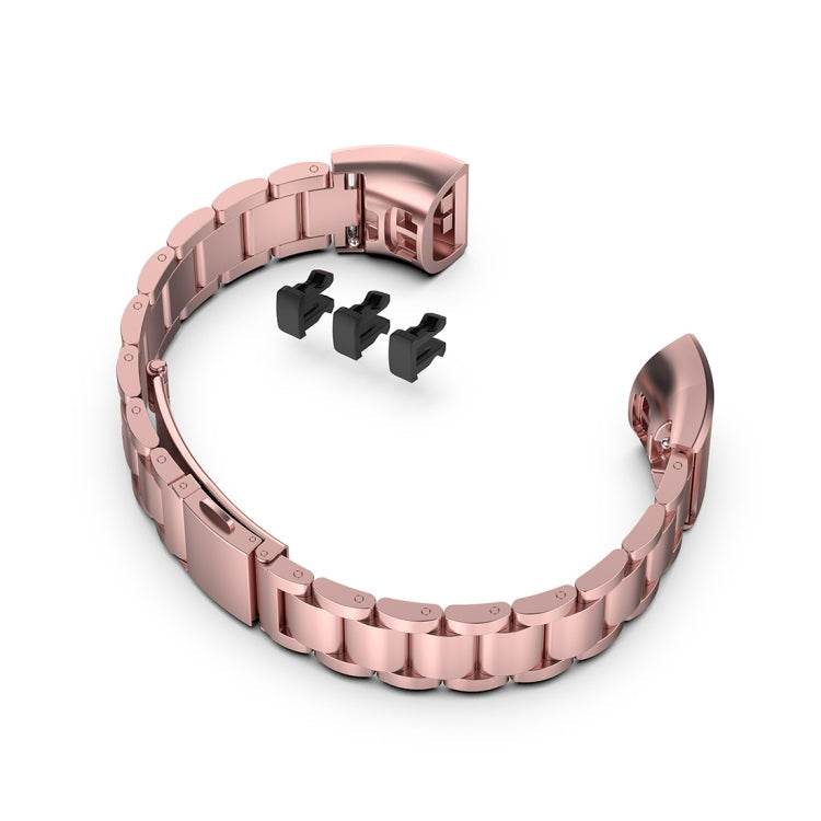 Frendorf | Für Huawei Band 4 Pro (TER-B29S) / Band 3 Pro (TER-B29) / Band 3 (TER-B09) Drei Perlen Stahl Handgelenkarmband Uhrband (Rosa Pink)