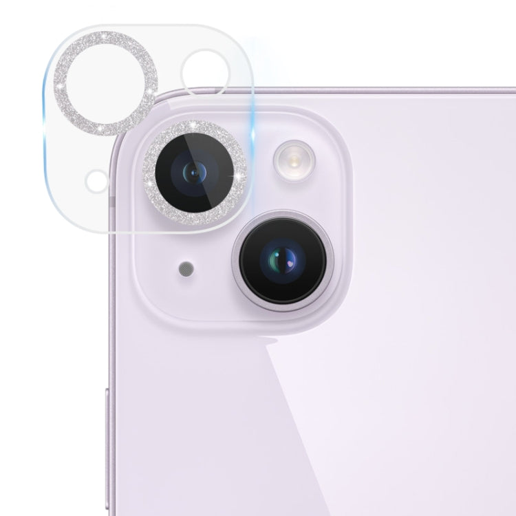 Frendorf | Für iPhone 14 / 14 Plus Gehärtetes Glas Glitzer CD Textur Rückkamera Film (Silber)