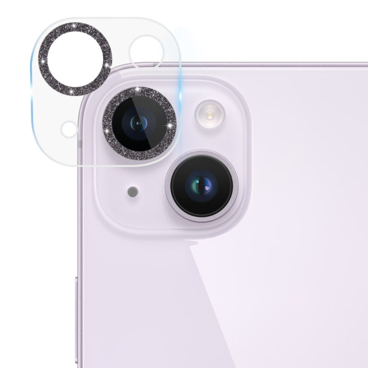 Frendorf | Für iPhone 14 / 14 Plus Gehärtete Glas Glitzer CD Textur Rückkamera Film (Schwarz)