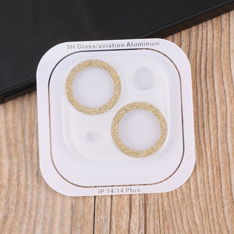 Frendorf | Für iPhone 14 / 14 Plus gehärtetes Glas Glitzer CD Textur Rückkamera Folie (Gold)
