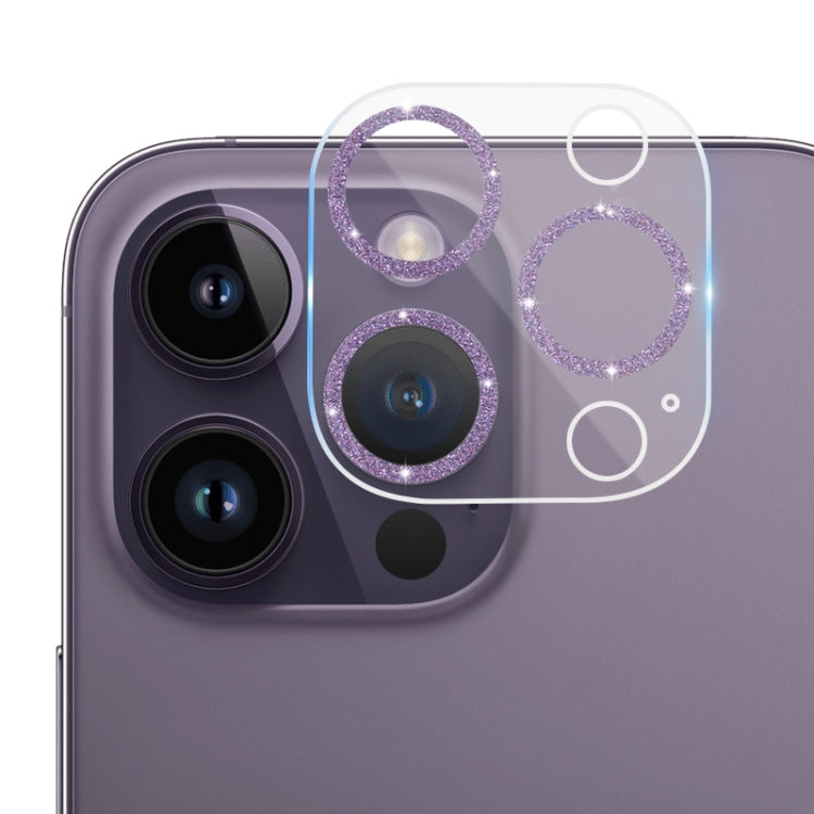 Frendorf | Für iPhone 14 Pro Max / 14 Pro Gehärtetes Glas Glitzer CD Textur Rückkamera Film (Lila)