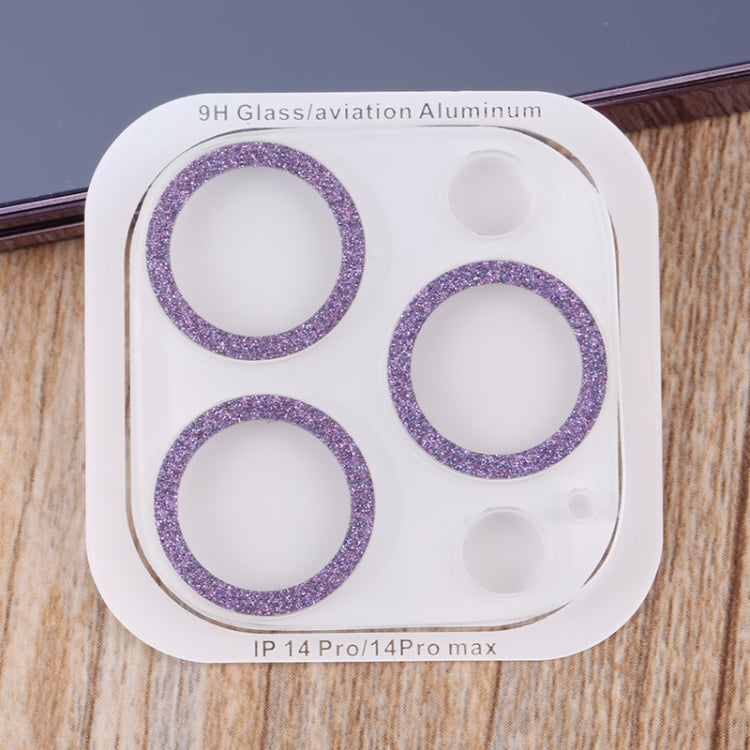 Frendorf | Für iPhone 14 Pro Max / 14 Pro Gehärtetes Glas Glitzer CD Textur Rückkamera Film (Lila)