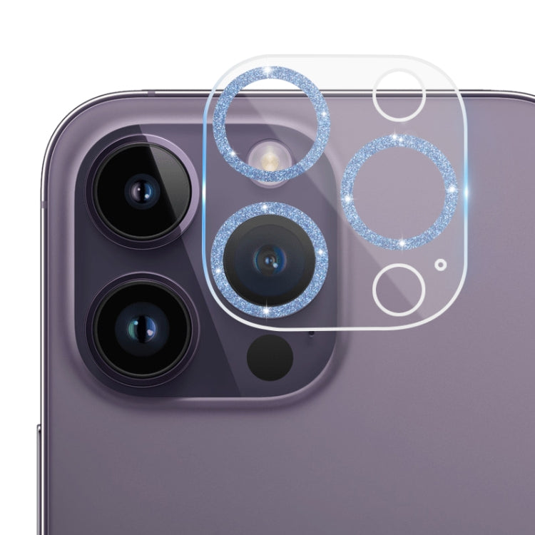 Frendorf | Für iPhone 14 Pro Max / 14 Pro Gehärtetes Glas Glitzer CD Textur Rückkamera Film (Blau)