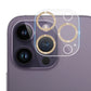 Frendorf | Für iPhone 14 Pro Max / 14 Pro Gehärtetes Glas Glitter CD Textur Rückkamera Film (Gold)