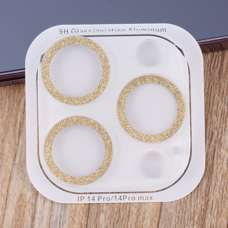 Frendorf | Für iPhone 14 Pro Max / 14 Pro Gehärtetes Glas Glitter CD Textur Rückkamera Film (Gold)
