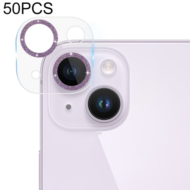 Frendorf | Für iPhone 14 / 14 Plus 50 Stück Gehärtetes Glas Glitzer CD Textur Rückkamera Film (Lila)