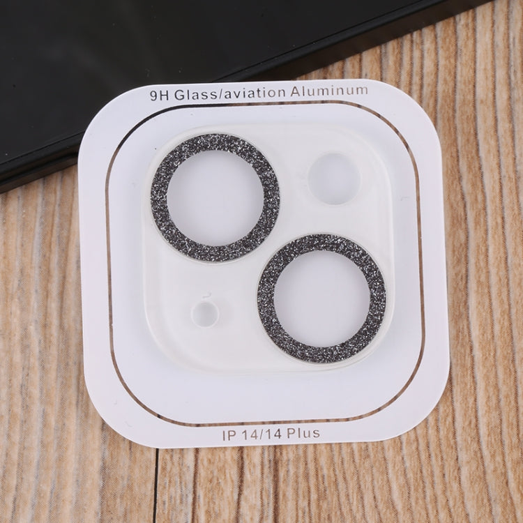 Frendorf | Für iPhone 14 / 14 Plus 50 Stück gehärtetes Glas Glitzer CD Textur Rückkamera Film (Schwarz)