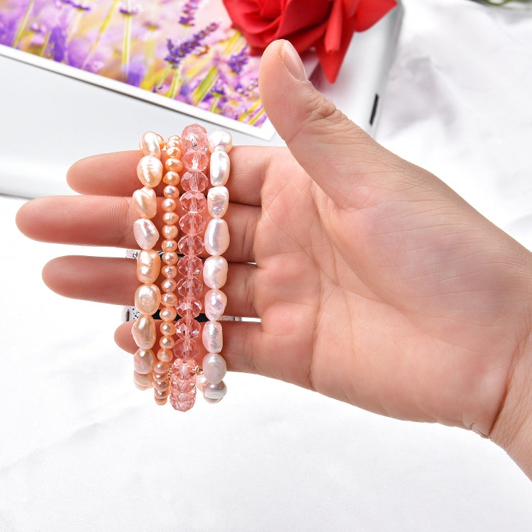 Frendorf | Für Apple Watch 5 & 4 40mm / 3 & 2 & 1 38mm Perlen-Kristall-Uhrenarmband (Perle + pinker Kristall)