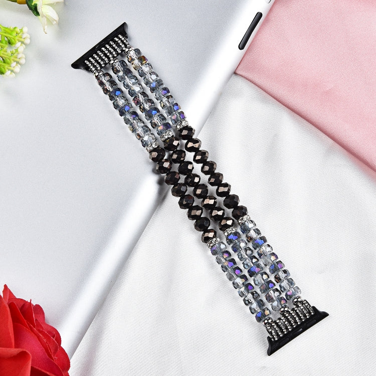 Frendorf | Für Apple Watch 5 & 4 40mm / 3 & 2 & 1 38mm Perlenkristall-Uhrenarmband (Kristallgrau)
