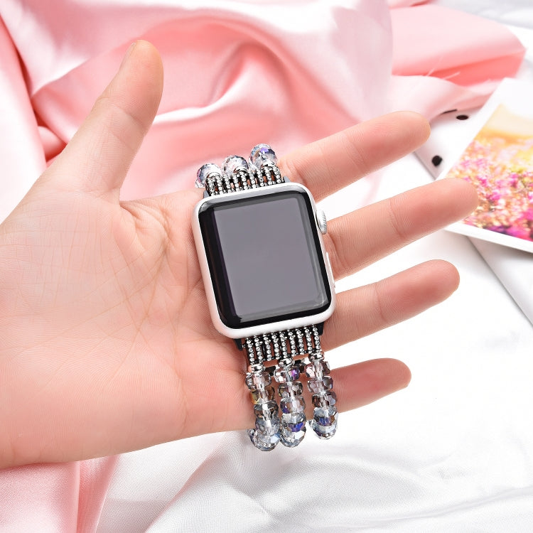 Frendorf | Für Apple Watch 5 & 4 40mm / 3 & 2 & 1 38mm Perlenkristall-Uhrenarmband (Kristallgrau)