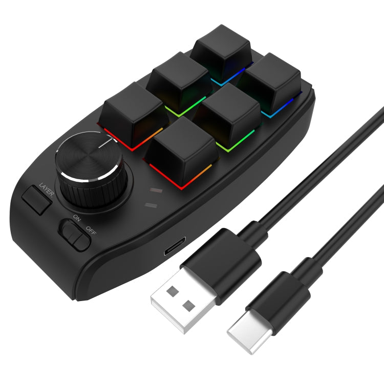 Frendorf | USB Kabel RGB Benutzerdefinierte Mechanische Tastatur 6 Tasten 1 Knopf Programmierung Gaming Keypad (Schwarz)