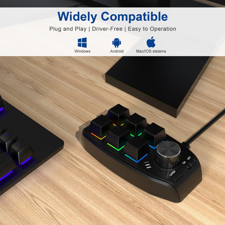 Frendorf | USB Kabel RGB Benutzerdefinierte Mechanische Tastatur 6 Tasten 1 Knopf Programmierung Gaming Keypad (Schwarz)