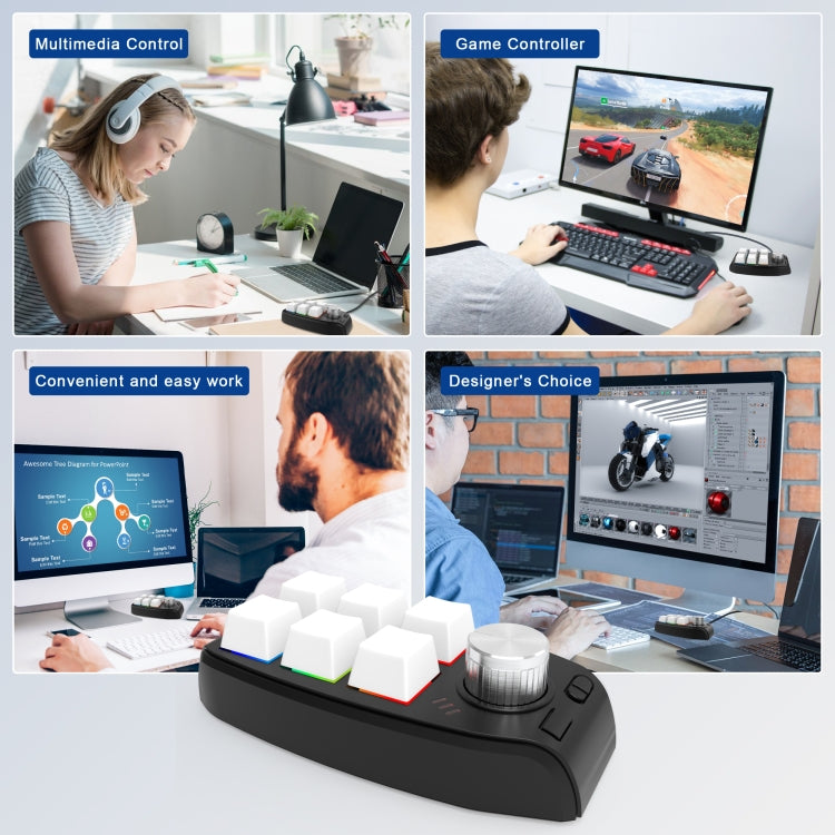 Frendorf | Bluetooth Wireless RGB Custom Mechanical Keyboard 6 Tasten 1 Knopf Programmierung Gaming Keypad (Weiß)