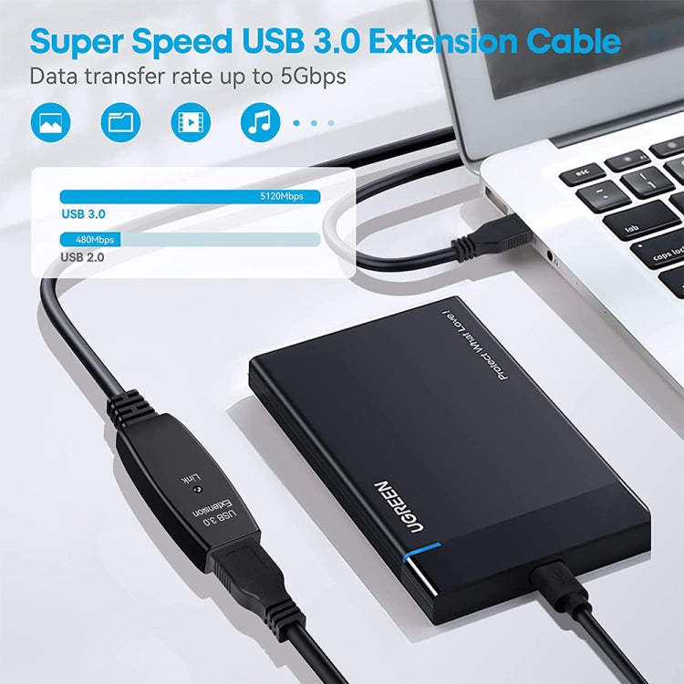 Frendorf | USB 3.0 Male to Female Data Sync Super Speed Verlängerungskabel, Länge: 5m