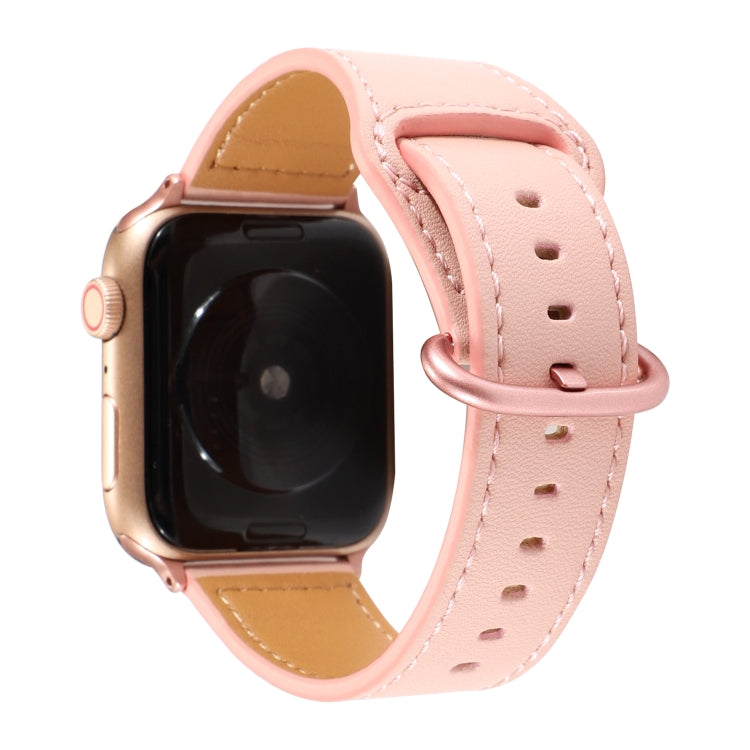 Frendorf | Für Apple Watch Serie 7 41mm / 6 & SE & 5 & 4 40mm / 3 & 2 & 1 38mm Einfarbiges Echtes Leder Armband (Rosa)