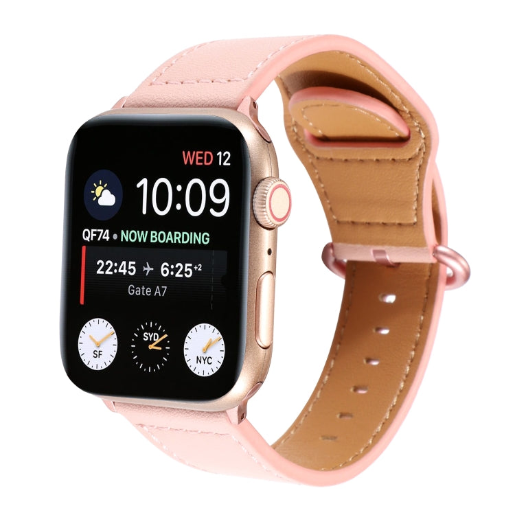 Frendorf | Für Apple Watch Serie 7 41mm / 6 & SE & 5 & 4 40mm / 3 & 2 & 1 38mm Einfarbiges Echtes Leder Armband (Rosa)