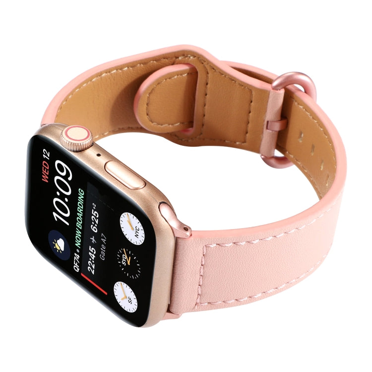 Frendorf | Für Apple Watch Serie 7 41mm / 6 & SE & 5 & 4 40mm / 3 & 2 & 1 38mm Einfarbiges Echtes Leder Armband (Rosa)