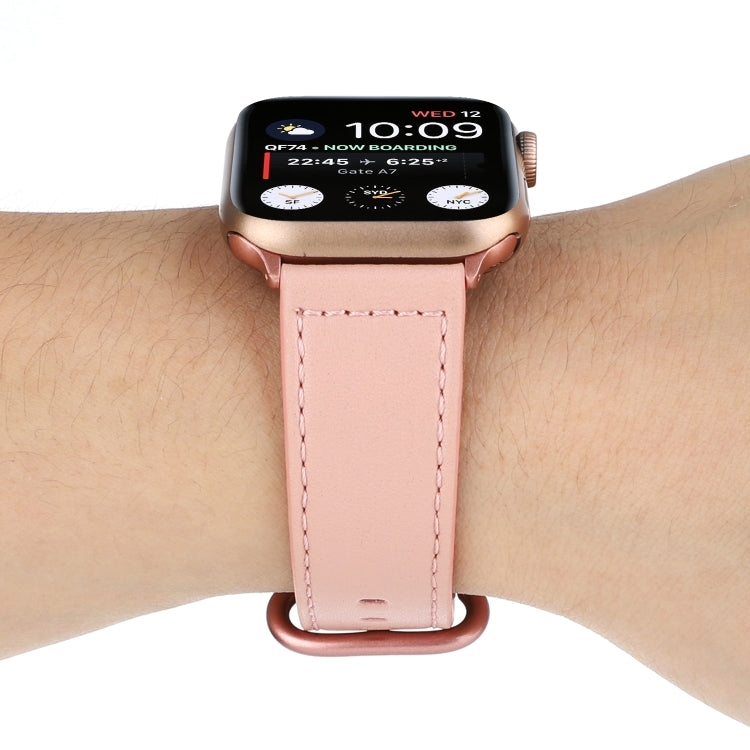 Frendorf | Für Apple Watch Serie 7 41mm / 6 & SE & 5 & 4 40mm / 3 & 2 & 1 38mm Einfarbiges Echtes Leder Armband (Rosa)