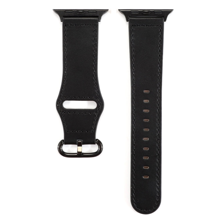 Frendorf | Für Apple Watch Series 7 41mm / 6 & SE & 5 & 4 40mm / 3 & 2 & 1 38mm Einfarbiges Echtes Leder Armband (Schwarz)