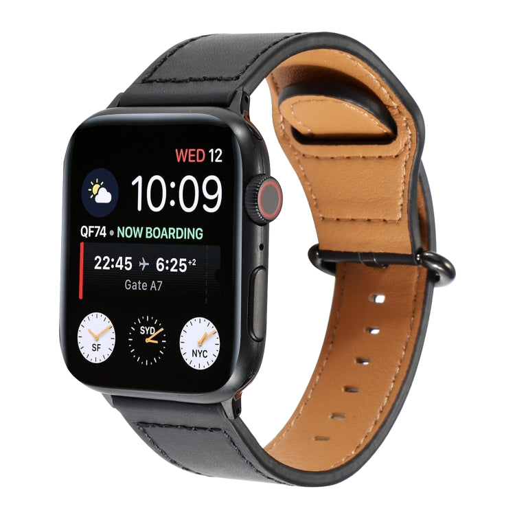 Frendorf | Für Apple Watch Series 7 41mm / 6 & SE & 5 & 4 40mm / 3 & 2 & 1 38mm Einfarbiges Echtes Leder Armband (Schwarz)
