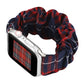 Frerndorf | Für Apple Watch Series 9&8&7 41mm / SE 3&SE 2&6&SE&5&4 40mm / 3&2&1 38mm Stoff + Edelstahl Haar Ring Uhrband (Rot Blau Gitter)