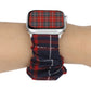 Frerndorf | Für Apple Watch Series 9&8&7 41mm / SE 3&SE 2&6&SE&5&4 40mm / 3&2&1 38mm Stoff + Edelstahl Haar Ring Uhrband (Rot Blau Gitter)