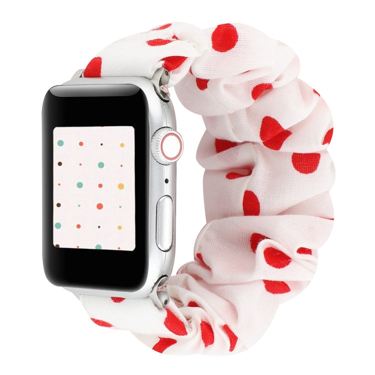 Frendorf | Für Apple Watch Series 7 41mm / 6 & SE & 5 & 4 40mm / 3 & 2 & 1 38mm Stoff + Edelstahl-Haarring-Uhrenband (Roter Punkt)