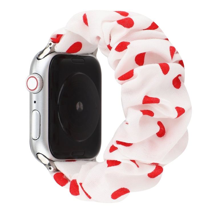 Frendorf | Für Apple Watch Series 7 41mm / 6 & SE & 5 & 4 40mm / 3 & 2 & 1 38mm Stoff + Edelstahl-Haarring-Uhrenband (Roter Punkt)