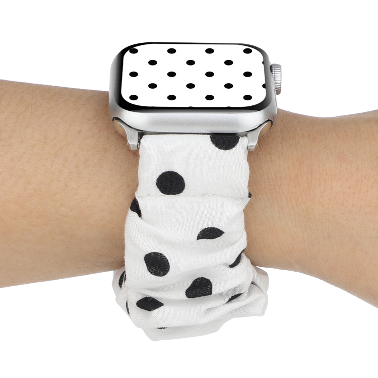 Frendorf | Für Apple Watch Series 7 41mm / 6 & SE & 5 & 4 40mm / 3 & 2 & 1 38mm Stoff + Edelstahl Haar Ring Armband (Weiße Stelle)