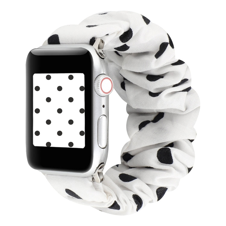 Frendorf | Für Apple Watch Series 7 41mm / 6 & SE & 5 & 4 40mm / 3 & 2 & 1 38mm Stoff + Edelstahl Haar Ring Armband (Weiße Stelle)