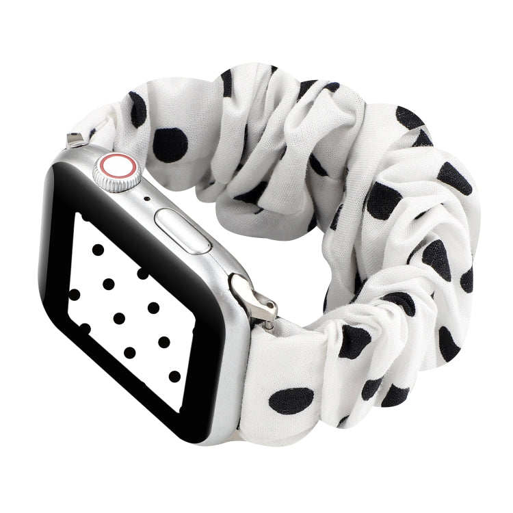 Frendorf | Für Apple Watch Series 7 41mm / 6 & SE & 5 & 4 40mm / 3 & 2 & 1 38mm Stoff + Edelstahl Haar Ring Armband (Weiße Stelle)
