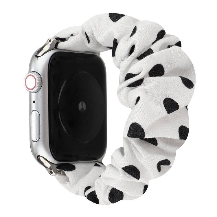 Frendorf | Für Apple Watch Series 7 41mm / 6 & SE & 5 & 4 40mm / 3 & 2 & 1 38mm Stoff + Edelstahl Haar Ring Armband (Weiße Stelle)