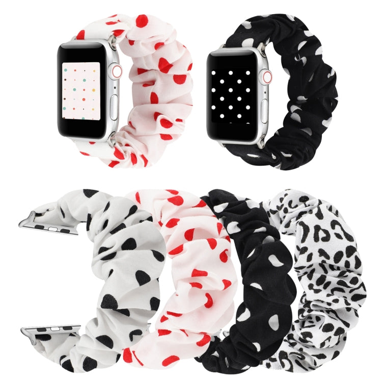 Frendorf | Für Apple Watch Series 7 41mm / 6 & SE & 5 & 4 40mm / 3 & 2 & 1 38mm Stoff + Edelstahl-Haarring-Uhrenband (Roter Punkt)