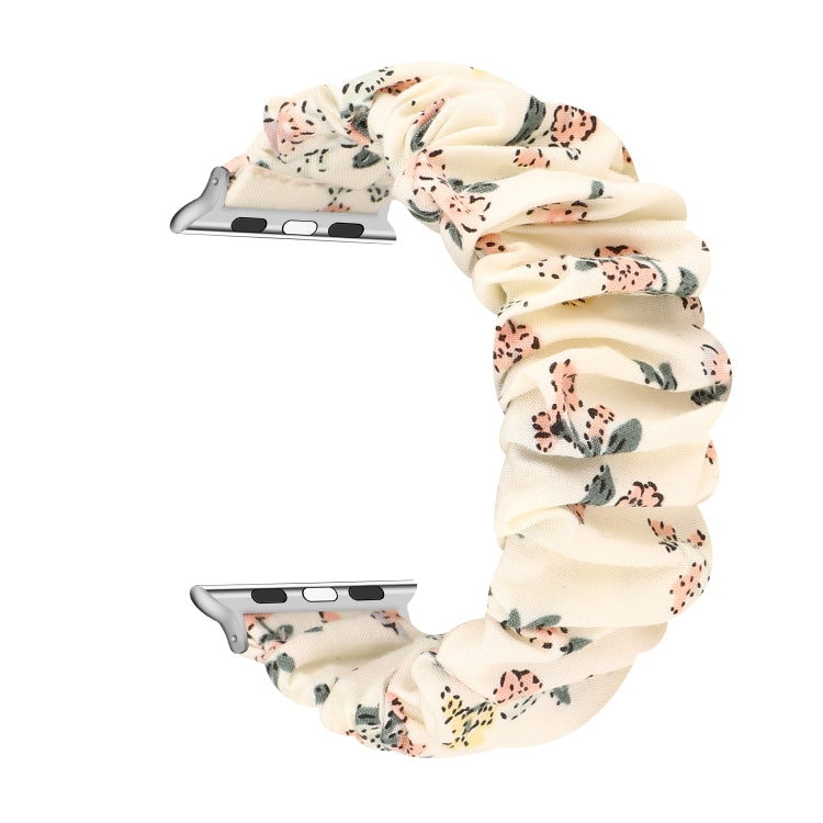 Frerndorf | Für Apple Watch Series 9&8&7 41mm / SE 3&SE 2&6&SE&5&4 40mm / 3&2&1 38mm Stoff + Edelstahl Haarring Uhrband (Blumen 2)