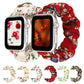 Frerndorf | Für Apple Watch Series 9&8&7 41mm / SE 3&SE 2&6&SE&5&4 40mm / 3&2&1 38mm Stoff + Edelstahl Haarring Uhrband (Blumen 2)
