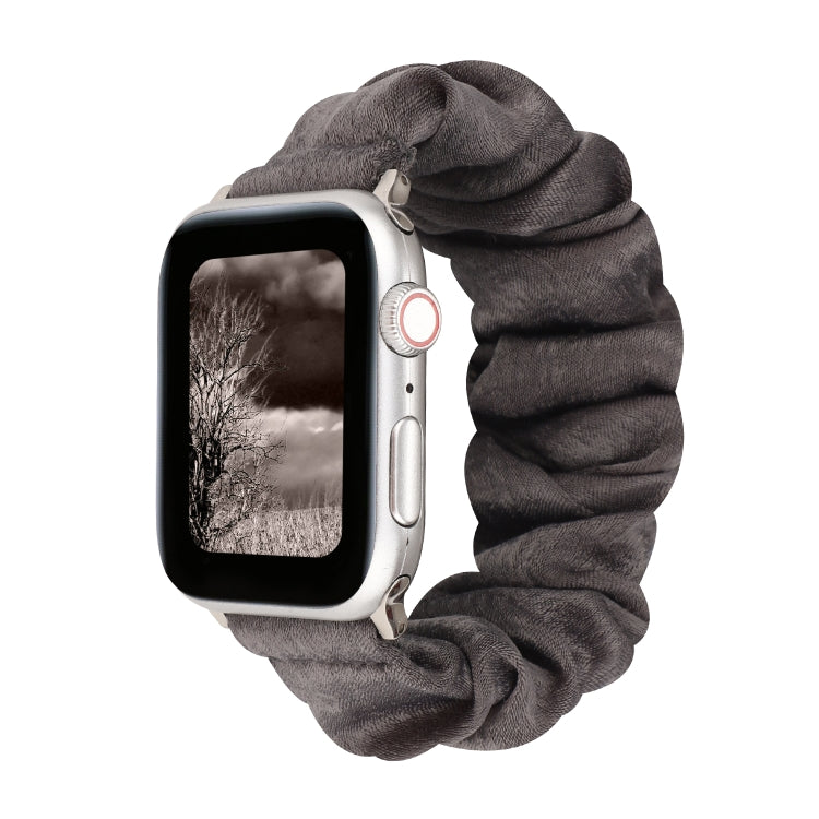 Frendorf | Für Apple Watch Series 7 41mm / 6 & SE & 5 & 4 40mm / 3 & 2 & 1 38mm Stoff + Edelstahl-Haar-Ring-Uhrenarmband (Grau)
