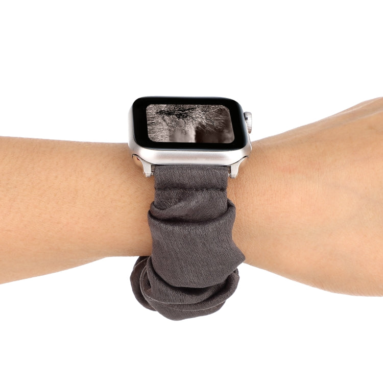 Frendorf | Für Apple Watch Series 7 41mm / 6 & SE & 5 & 4 40mm / 3 & 2 & 1 38mm Stoff + Edelstahl-Haar-Ring-Uhrenarmband (Grau)